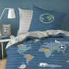 Matt&rose housse de couette 100% Coton Map Bleu/gris